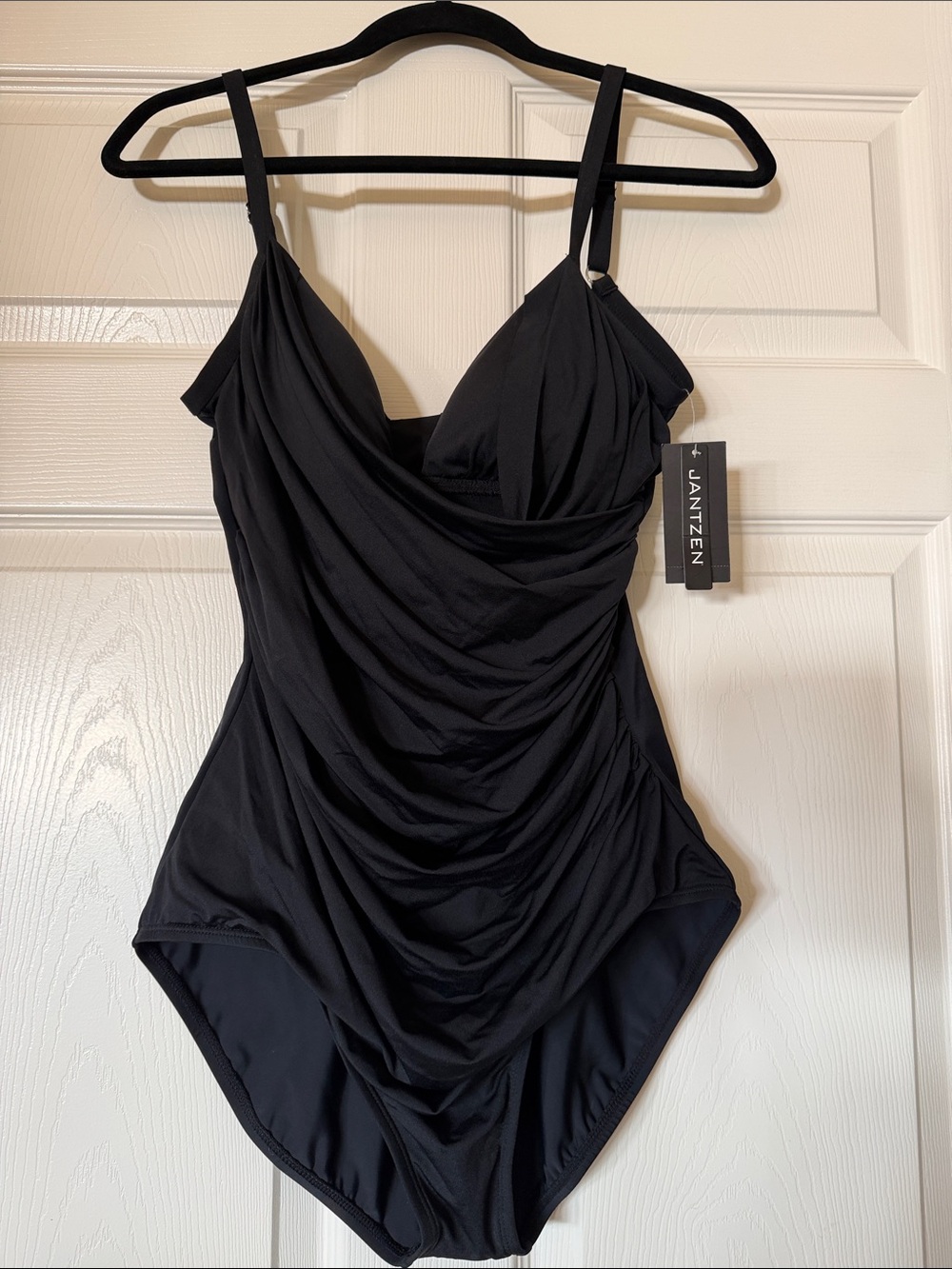 Jantzen Black One-Piece Swimsuit with Draped Front